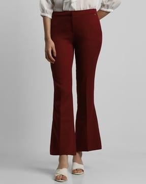 women regular fit flat-front trousers