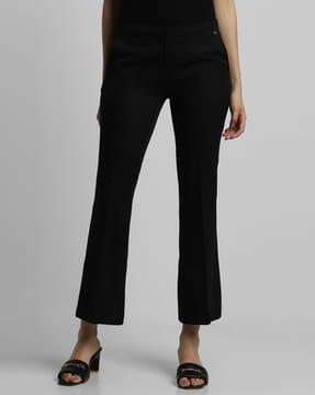 women regular fit flat-front trousers