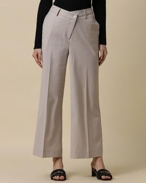 women regular fit flat-front trousers