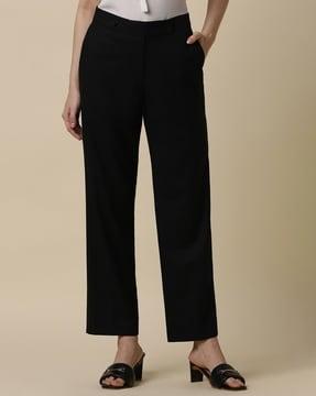 women regular fit flat-front trousers