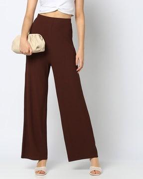 women regular fit flat-front trousers