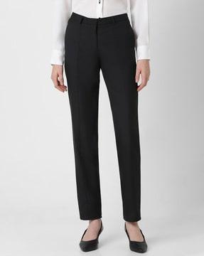 women regular fit flat-front trousers