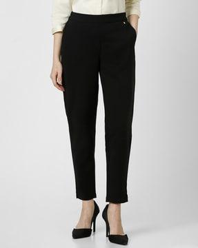 women regular fit flat-front trousers