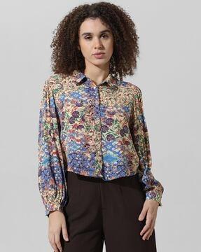 women regular fit floral print shirt