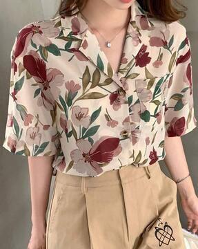 women regular fit floral print shirt