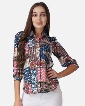 women regular fit floral print shirt