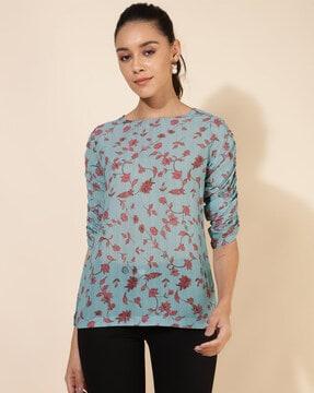 women regular fit floral print top