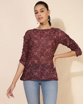 women regular fit floral print top