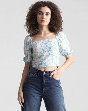 women regular fit floral print top