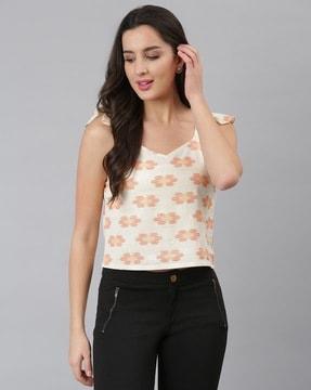 women regular fit floral print top