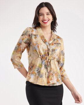 women regular fit floral print top