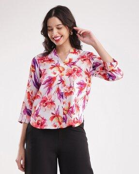women regular fit floral print top
