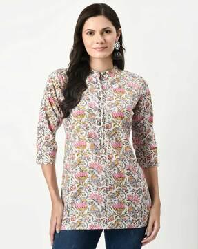 women regular fit floral print tunic