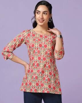 women regular fit floral printed tunic
