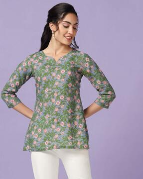women regular fit floral printed tunic
