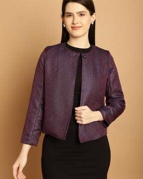 women regular fit front-open jacket