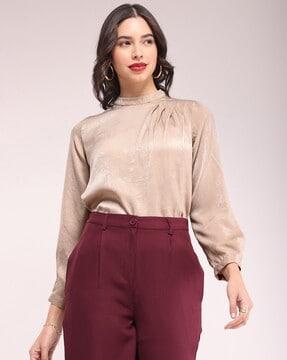 women regular fit front-pleat top