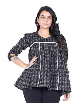 women regular fit gathered top with cuffed sleeves