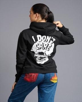 women regular fit graphic print hoodie