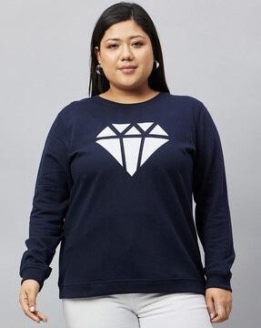 women regular fit graphic print sweatshirt