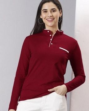 women regular fit henley t-shirt