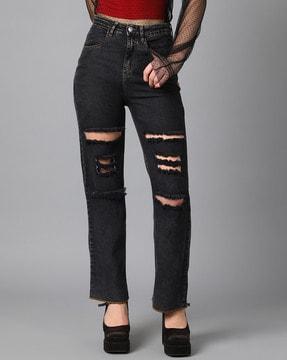women regular fit high-rise straight jeans