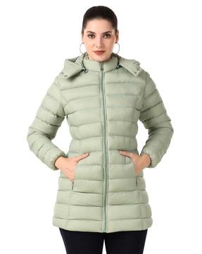 women regular fit hooded parka jacket