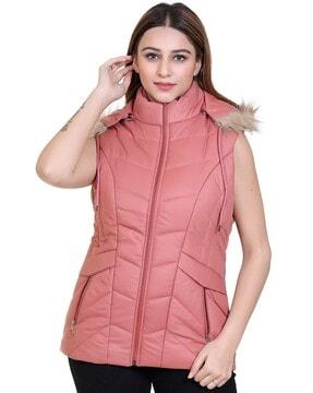 women regular fit hooded parka jacket