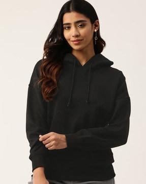 women regular fit hooded sweatshirt with insert pockets