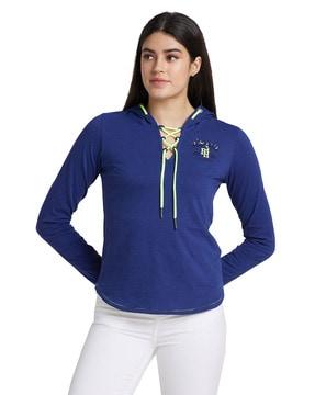 women regular fit hooded t-shirt