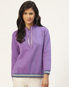 women regular fit hoodie with drawstring