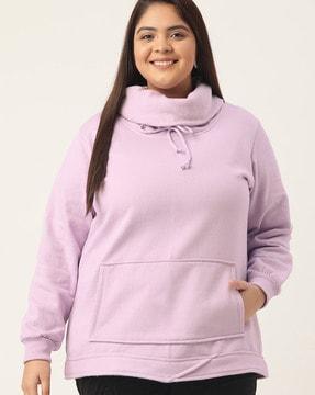 women regular fit hoodie with kangaroo pocket