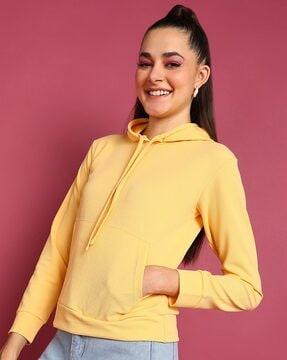 women regular fit hoodie with kangaroo pocket