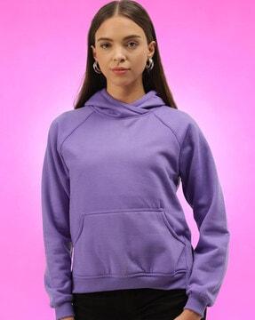 women regular fit hoodie with kangaroo pocket