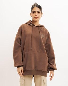 women regular fit hoodie with kangaroo pocket