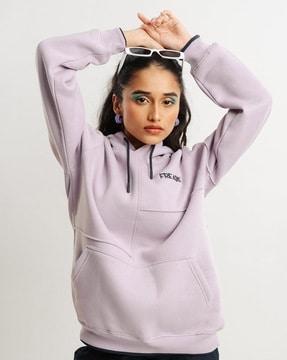 women regular fit hoodie with kangaroo pocket