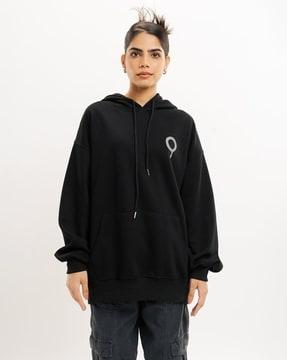 women regular fit hoodie with kangaroo pocket