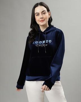 women regular fit hoodie with kangaroo pockets