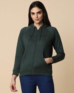 women regular fit hoodie with split-kangaroo pockets