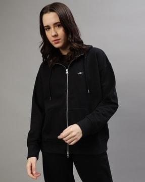 women regular fit hoodie with zip-front