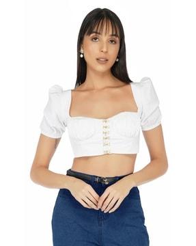 women regular fit hook-front corset top