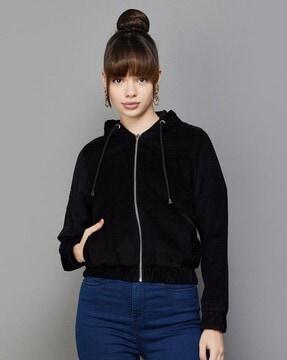 women regular fit jacket with zip closure