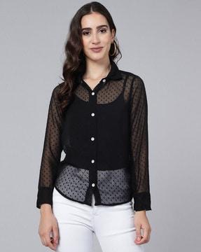 women regular fit lace shirt