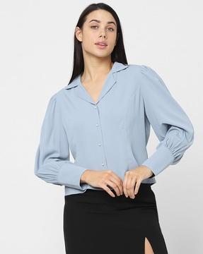 women regular fit lapel-collar shirt