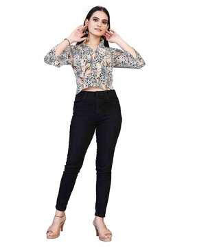 women regular fit leopard print top