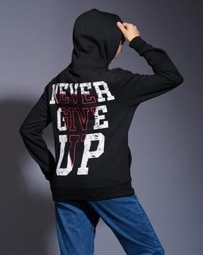 women regular fit logo print hoodie