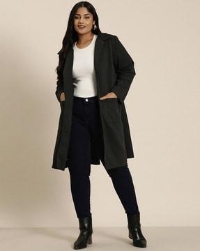 women regular fit long jacket