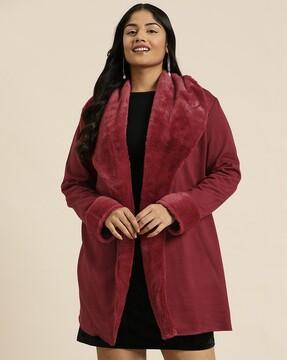 women regular fit long jacket