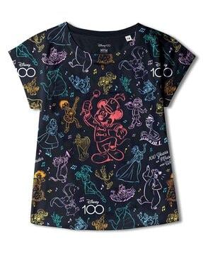 women regular fit mickey mouse print top