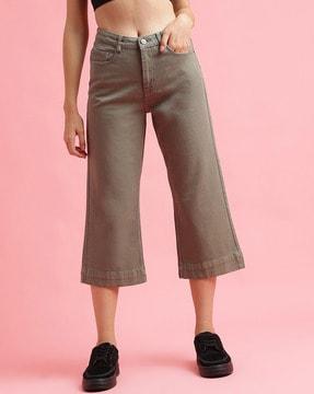 women regular fit mid-calf length straight jeans
